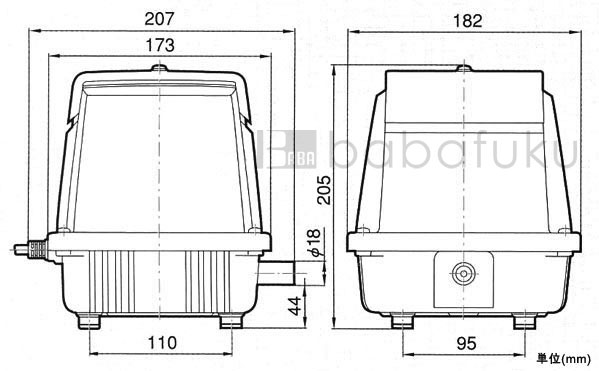 ブロアー 日東工器(クボタ)LA-30C 詳細図